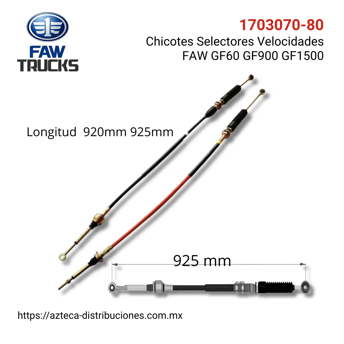 Chicotes Selectores Velocidades FAW GF60 GF900 GF1500